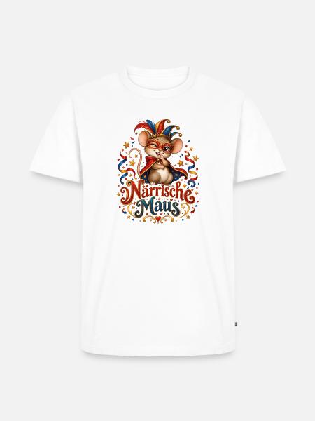 Närrische Maus Karneval Design - Männer Premium Bio T-Shirt - Weiß