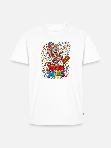 Jecke Maus im Clownkostüm - Männer Premium Bio T-Shirt - Weiß
