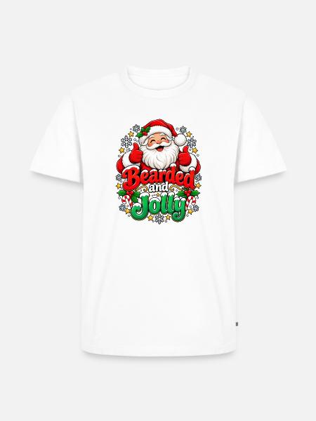 Bartig und Fröhlich: Weihnachtsmann - Männer Premium Bio T-Shirt - Weiß