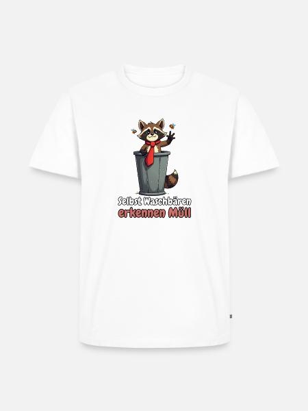Selbst Waschbären erkennen Müll - Männer Premium Bio T-Shirt - Weiß