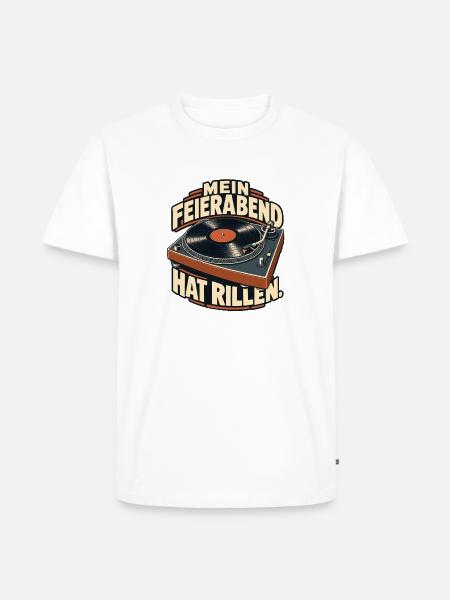 Mein Feierabend Vinyl-Vibe - Männer Premium Bio T-Shirt - Weiß
