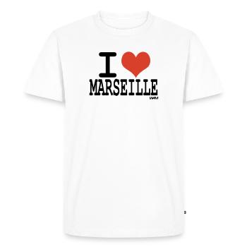 i love Marseille - couleurs personnalisables - T-shirt Premium bio Homme - blanc - Devant - Nico (187cm)