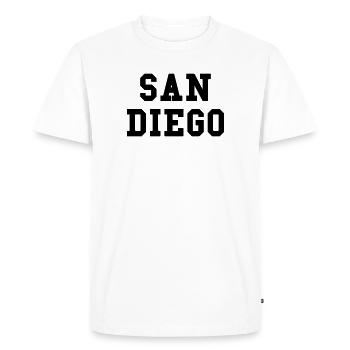 San Diego - couleur personnalisable - T-shirt Premium bio Homme - blanc - Devant - Nico (187cm)