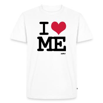 I love me - couleur personnalisable - T-shirt Premium bio Homme - blanc - Devant - Nico (187cm)