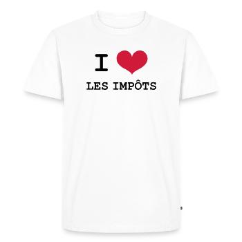 I Love les impôts - T-shirt Premium bio Homme - blanc - Devant - Nico (187cm)