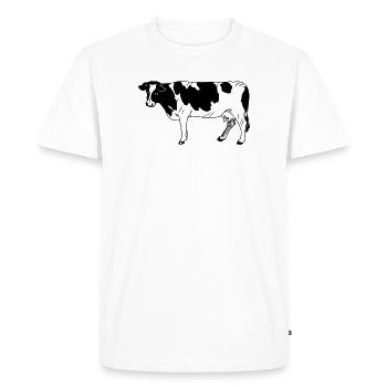 Cow black-furred, dairy breed - Men's Premium Organic T-Shirt - white - Front - Nico (187cm)