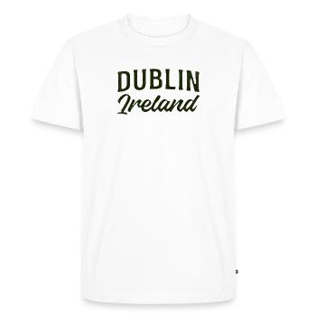 Typographie de l’écriture Dublin Ireland - T-shirt Premium bio Homme - blanc - Devant - Nico (187cm)