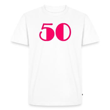 50. BIRTHDAY. HAPPY BIRTHDAY - Men's Premium Organic T-Shirt - white - Front - Nico (187cm)
