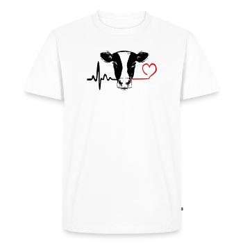 Battement de cœur de l’amour de vache - T-shirt Premium bio Homme - blanc - Devant - Nico (187cm)