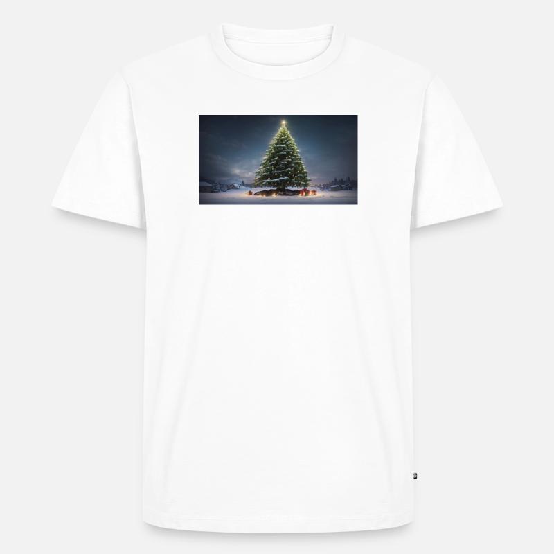Winterlicher Weihnachtsbaum mit Geschenken - Männer Premium Bio T-Shirt - Weiß
