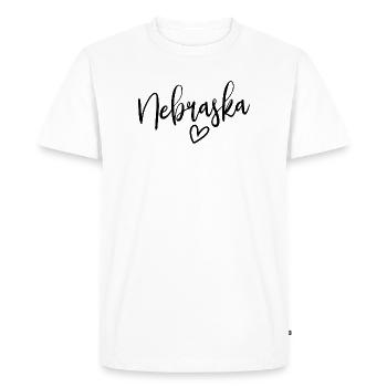Nebraska Heart Women's Love Nebraska - Men's Premium Organic T-Shirt - white - Front - Nico (187cm)