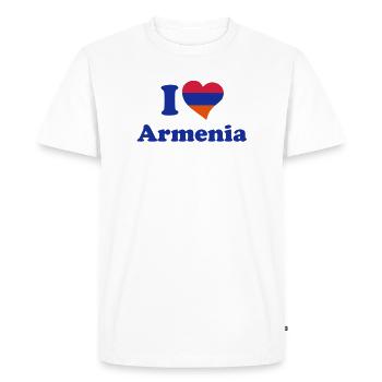 I love Armenia - J'aime l'Arménie - T-shirt Premium bio Homme - blanc - Devant - Nico (187cm)