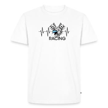 racing helmet pulse motorcycle heartbeat icon icon - Men's Premium Organic T-Shirt - white - Front - Nico (187cm)
