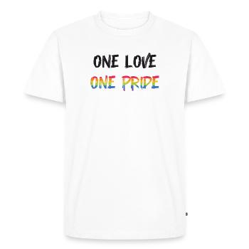 LGBT Pride Month - One Love, One Pride - Men's Premium Organic T-Shirt - white - Front - Nico (187cm)