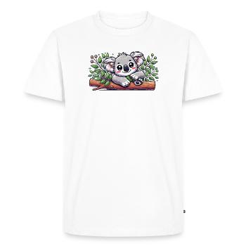 L’adorable koala ours sur une branche d’eucalyptus - T-shirt Premium bio Homme - blanc - Devant - Nico (187cm)