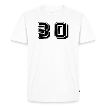 30. 30 YEARS. 30th ANNIVERSARY. 30 YEARS ANNIVERSARY. - Men's Premium Organic T-Shirt - white - Front - Nico (187cm)