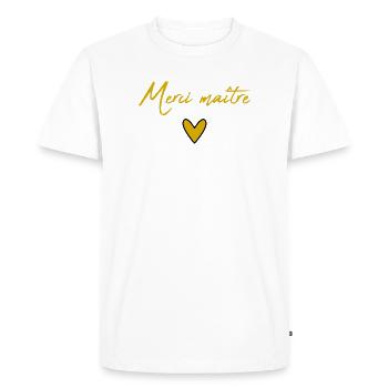 MASTER. MASTER. THANK YOU. THANK YOU, MASTER. MASTER - Men's Premium Organic T-Shirt - white - Front - Nico (187cm)