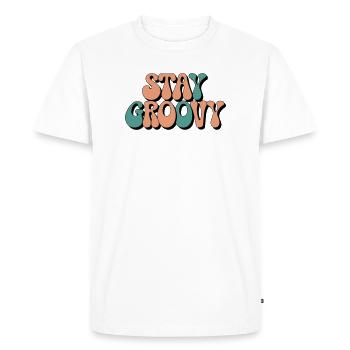 Stay Groovy - Retro Vibes - T-shirt Premium bio Homme - blanc - Devant - Nico (187cm)