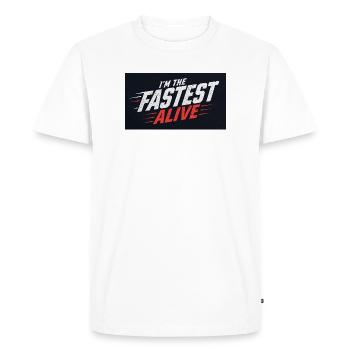 Je suis l’homme le plus rapide du monde - T-shirt Premium bio Homme - blanc - Devant - Nico (187cm)