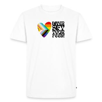 🌈♿ Diversifiez votre flux – Progress Pride&Disability - T-shirt Premium bio Homme - blanc - Devant - Nico (187cm)