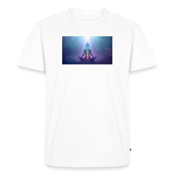 Chakra Meditation Light Rays Yoga - Men's Premium Organic T-Shirt - white - Front - Nico (187cm)