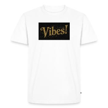 Vibes Glitter Gold on Black - Men's Premium Organic T-Shirt - white - Front - Nico (187cm)