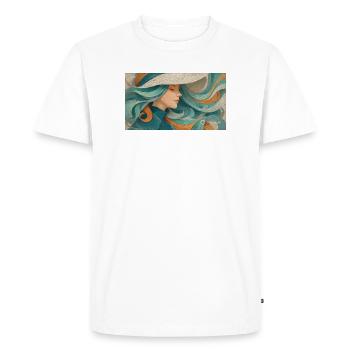Portrait en couleur fluide turquoise - T-shirt Premium bio Homme - blanc - Devant - Nico (187cm)