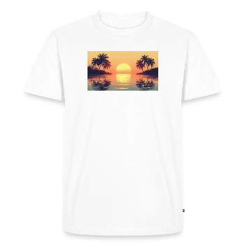 Sunset on tropical island - Men's Premium Organic T-Shirt - white - Front - Nico (187cm)