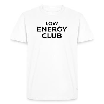 LOW ENERGY CLUB – Minimal Unisex - Men's Premium Organic T-Shirt - white - Front - Nico (187cm)