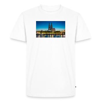 Silhouette lumineuse du soir de la cathédrale de Cologne - T-shirt Premium bio Homme - blanc - Devant - Nico (187cm)