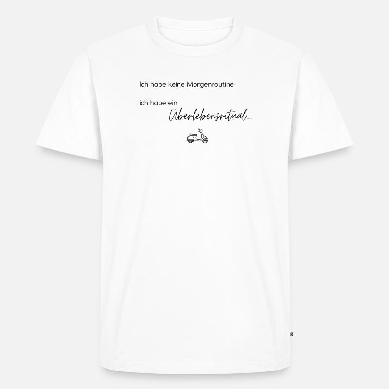LIEBEVOLL Morgenroutine Roller - Männer Premium Bio T-Shirt - Weiß