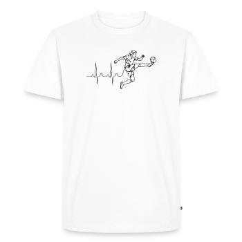 Football Heartbeat Minimalist Line Art - T-shirt Premium bio Homme - blanc - Devant - Nico (187cm)