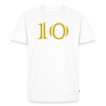 10. 10 ANS. 10e ANNIVERSAIRE. ANNIVERSAIRE 10 ANS. - T-shirt Premium bio Homme - blanc - Devant - Nico (187cm)