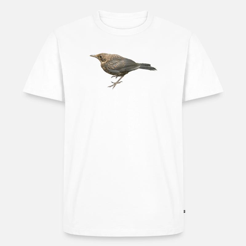Amsel Jungvogel - Männer Premium Bio T-Shirt - Weiß