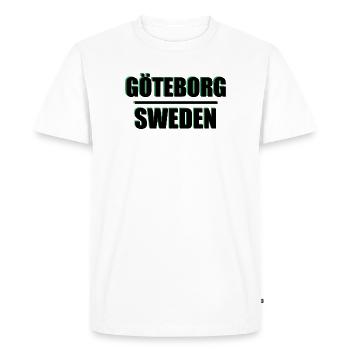 Göteborg Sweden City Typography Art Tee - Men's Premium Organic T-Shirt - white - Front - Nico (187cm)