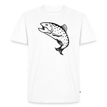 dessin pêcheur Truite saumon poisson pêche fun - T-shirt Premium bio Homme - blanc - Devant - Nico (187cm)