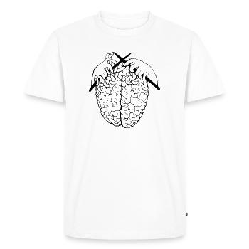 brain - Men's Premium Organic T-Shirt - white - Front - Nico (187cm)