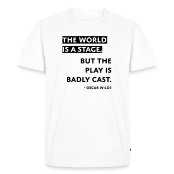 Le monde est un cadeau de citation Oscar Wilde de scène - T-shirt Premium bio Homme - blanc - Devant - Nico (187cm)