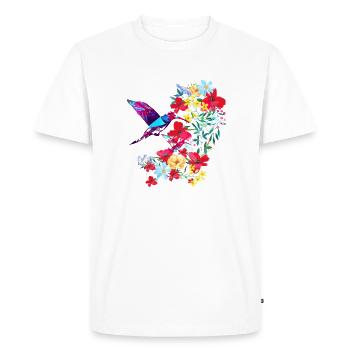 Hummingbird, bird, watercolor, painting, birds, flowers - Men's Premium Organic T-Shirt - white - Front - Nico (187cm)