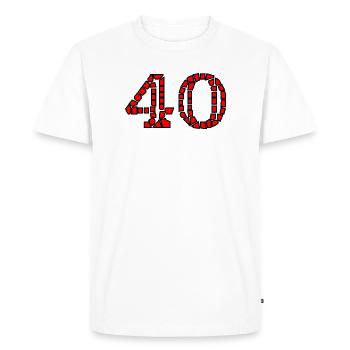 40. 40 YEARS. 40th ANNIVERSARY. 40 YEARS ANNIVERSARY. - Men's Premium Organic T-Shirt - white - Front - Nico (187cm)