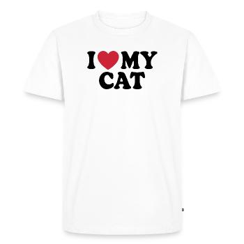 Citation J'aime mon chat - T-shirt Premium bio Homme - blanc - Devant - Nico (187cm)