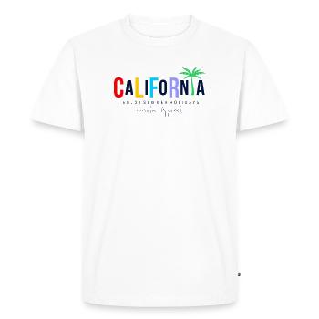 T-shirt coloré à motif de plage californienne - T-shirt Premium bio Homme - blanc - Devant - Nico (187cm)