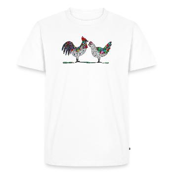 Rooster and hen - Men's Premium Organic T-Shirt - white - Front - Nico (187cm)