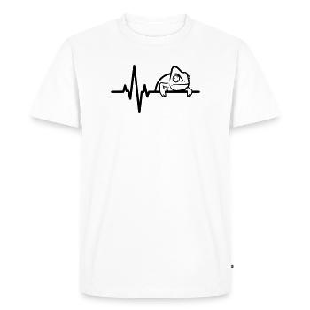 Chameleon in the heartbeat – lizard motif - Men's Premium Organic T-Shirt - white - Front - Nico (187cm)