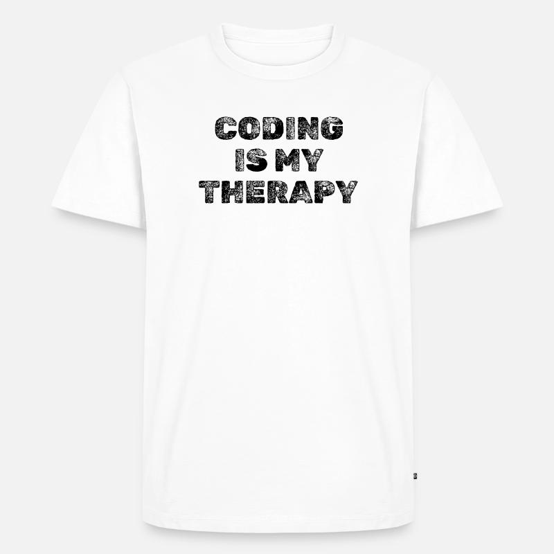 Coding Is My Therapy Developer Saying - Men's Premium Organic T-Shirt - white