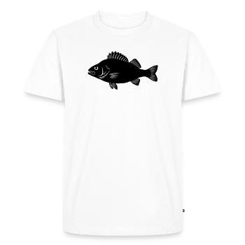 Perch Silhouette Angler Logo - Men's Premium Organic T-Shirt - white - Front - Nico (187cm)