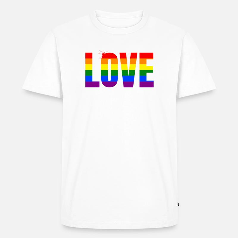 LOVE Rainbow Statement – Bold Equality Message - Männer Premium Bio T-Shirt - Weiß
