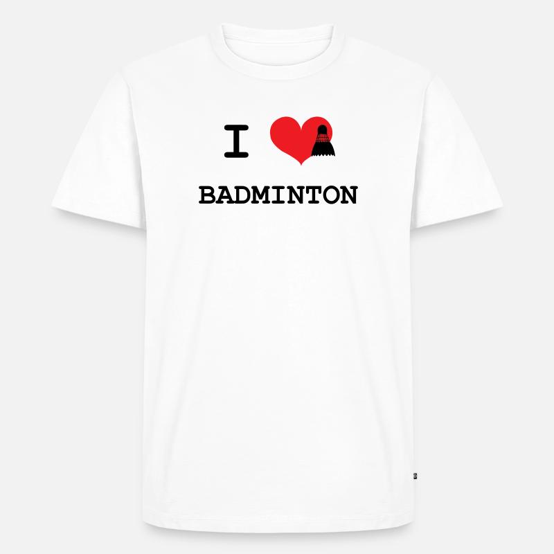 Ich liebe Badminton - Männer Premium Bio T-Shirt - Weiß