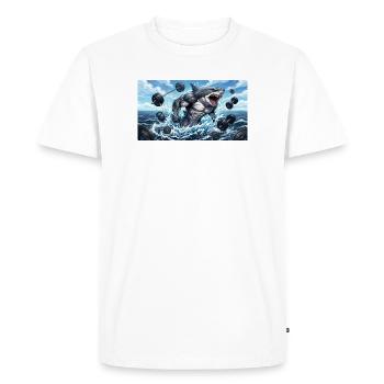 Vêtements d’entraînement pour requins - T-shirt Premium bio Homme - blanc - Devant - Nico (187cm)