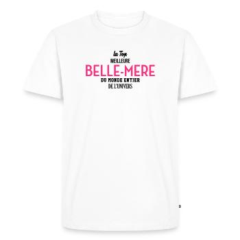 Belle-Mère / Belle Mere / Gendre / Fille / fils - T-shirt Premium bio Homme - blanc - Devant - Nico (187cm)